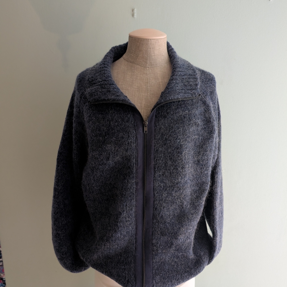 Cozy Blue Gray Zip-Up Sweater